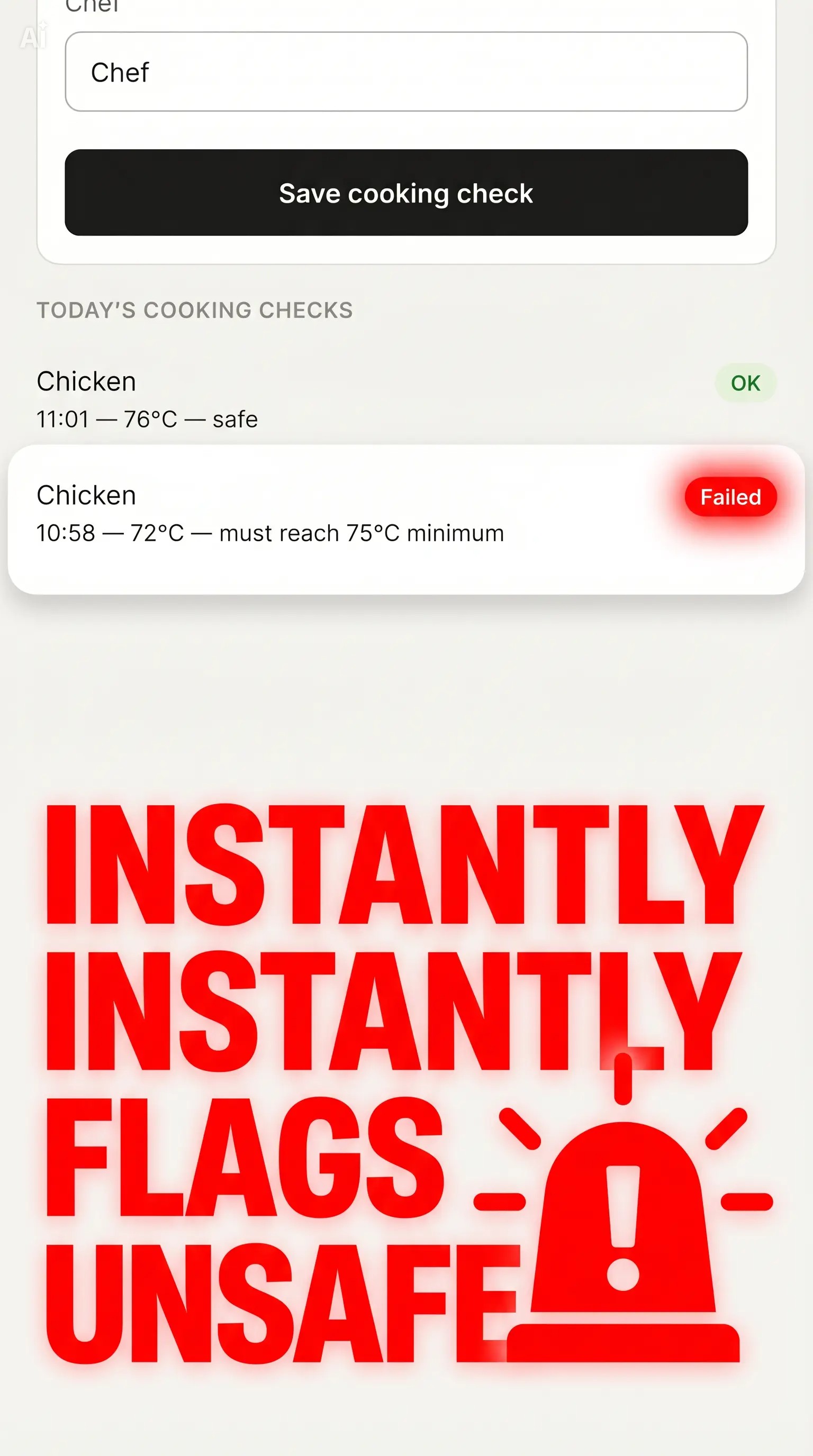 Veriqo cooking temperature check instantly flagging unsafe food temperature